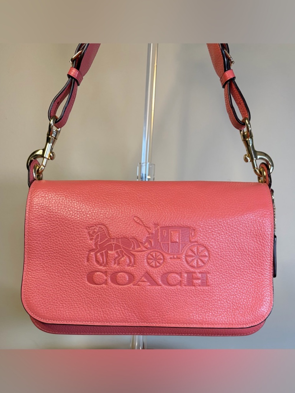 Coach Jess Messenger Pink Pebble Leather Crossbody 72703